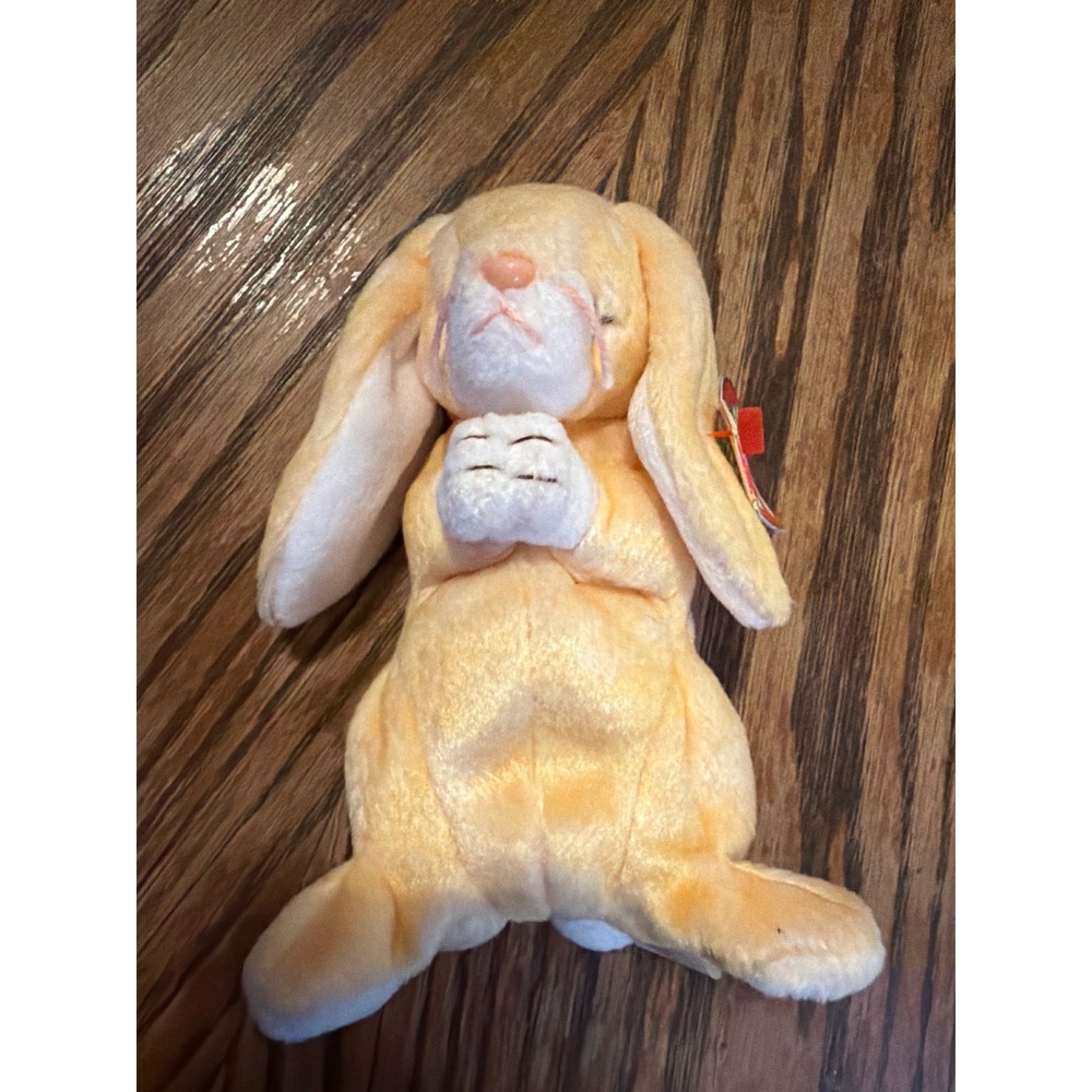 Ty Beanie Baby Grace Praying Bunny Rabbit Peach Plush 2000 Hologram Tag
